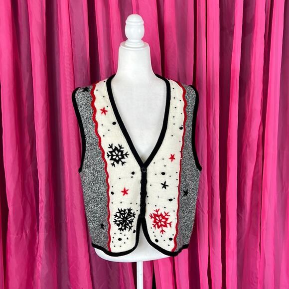 Vintage Napa Valley Petites snowflake sweater vest, size Large - Picture 2 of 6